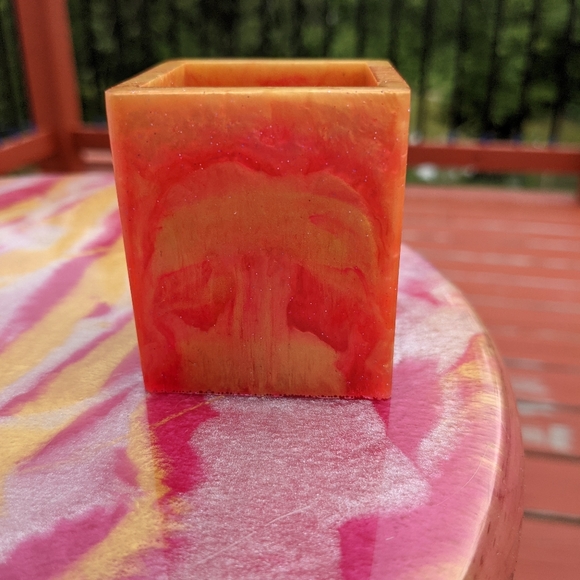 Pen Holder Organizer Cute Gift Art Bright Vivid Handmade Orange - Picture 9 of 13